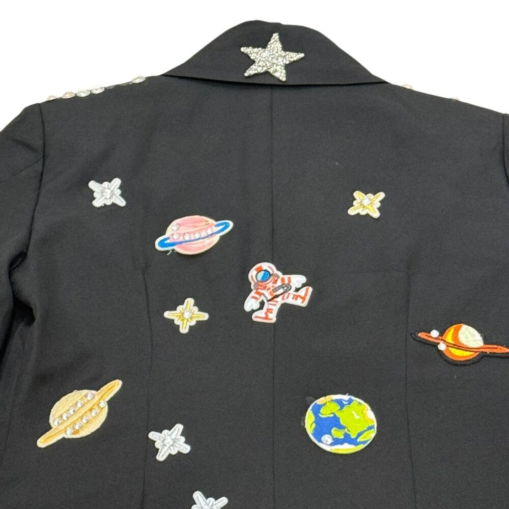 Vintage 1990s Space Appliqué Black Statement Coat - Picture 10 of 11
